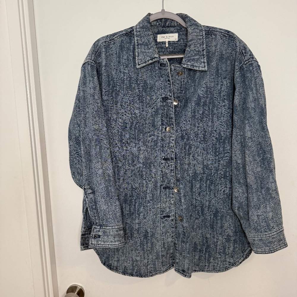 Rag & Bone Acid Wash Oversized Denim Shirt – Medium Blue – Size M